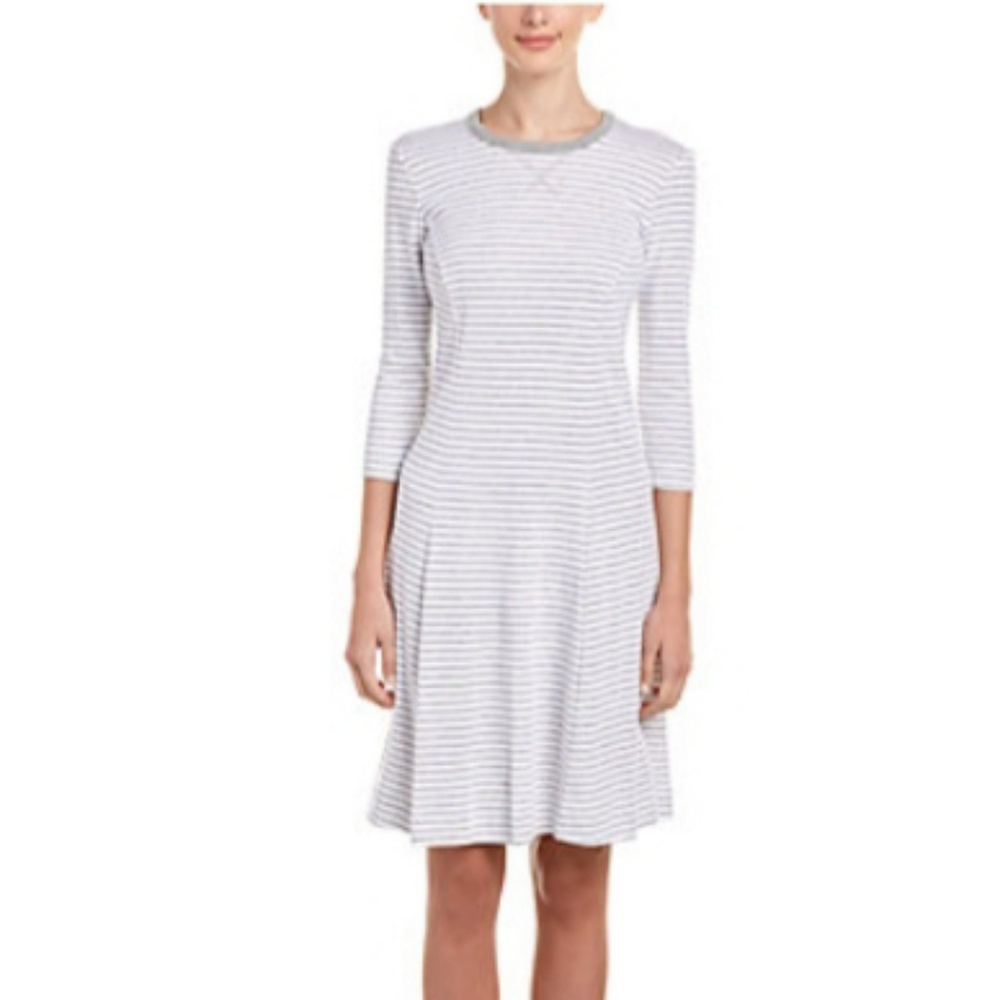 ⚫⚫⚫THREE DOTS Gray & White Stripe Shift Dress NWOT